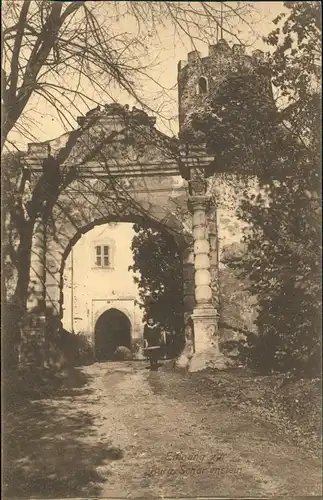 Scharfenstein-Drebach (Erzgebirge) Eingang zur Burg Scharfenstein - Mädchen 1918