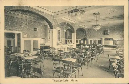 Ansichtskarte Mainz Theater-Café - Innenansicht 1922