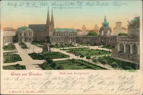 Ansichtskarte Innere Altstadt-Dresden Blick vom Zwingerwall. 1900