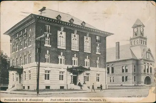 Postcard Newport Vermont Post Office and Court House 1918