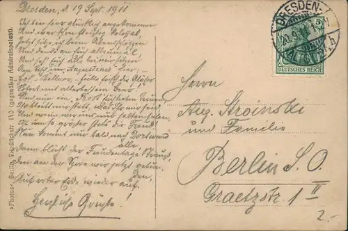 Ansichtskarte Soziales Leben - Mann in feiner Kleidung 1911 gel Stempel Dresden