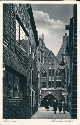 Ansichtskarte Bremen Böttcherstraße - belebt 1933
