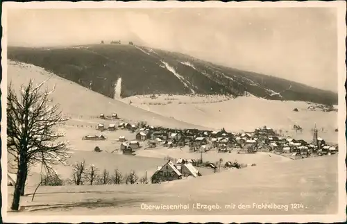Ansichtskarte Oberwiesenthal Stadtund Fichtelberg im Winter 1938