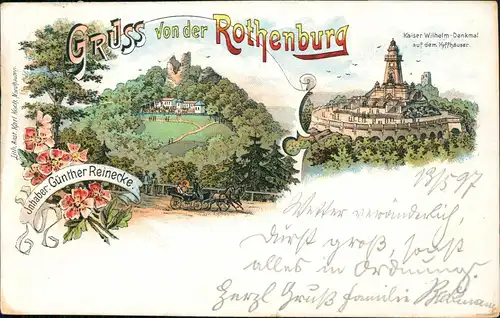 Steinthaleben-Kyffhäuserland Gruss von der Rothenburg Restaurant 2 Bild 1897