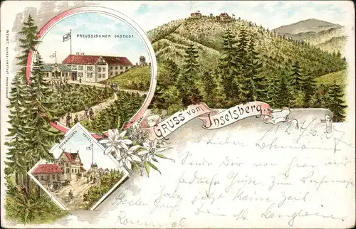Ansichtskarte Brotterode Inselberg 3 Bild Litho Preussischer Hof 1897