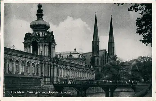 Ansichtskarte Innere Altstadt-Dresden Dresden Zwinger m. Sophienkirche 1941