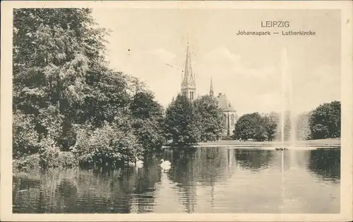 Ansichtskarte Leipzig Johannapark - Lutherkirche 1915