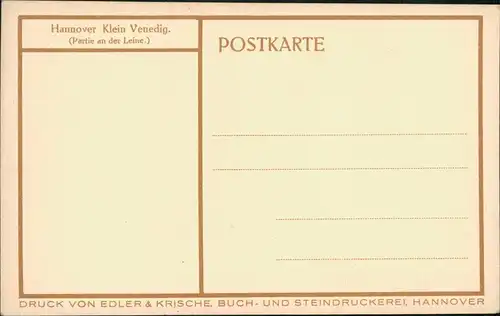 Ansichtskarte Hannover Klein Venedig. Partie an der Leine. 1922