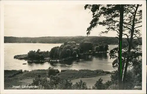 Zehlendorf-Berlin Blick auf Insel Lindwerder mit Bootsanleger 1937