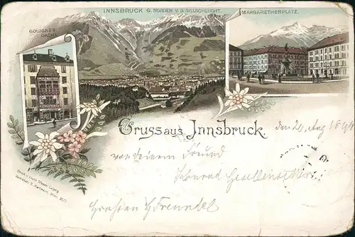 Ansichtskarte Innsbruck Margaretenplatz, Stadt MB Gruss aus... 1894