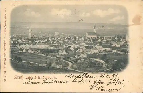 Ansichtskarte Mindelheim Partie an der Stadt 1899