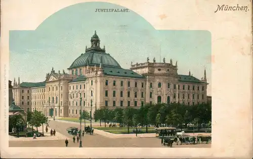 Ansichtskarte München Justizpalast 1912 Passepartout