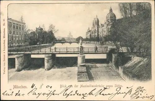 Haidhausen-München Blick der Maximiliansbrücke gegen Süden. 1900