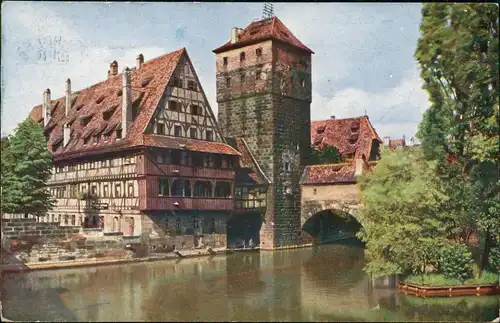 Ansichtskarte Nürnberg Henkersteg 1919