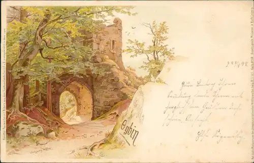 Ansichtskarte Oybin Ruine - Künstlerkarte 1898