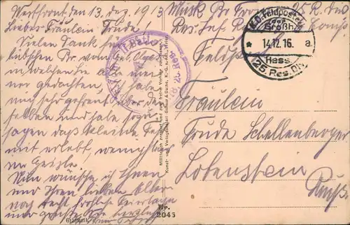 CPA Gratreuil Marne Kirche Militaria WK1 1916  gel. Feldpoststempel