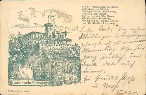 Niederlößnitz-Radebeul Berggaststätte Friedensburg - Vorläufer AK 1896