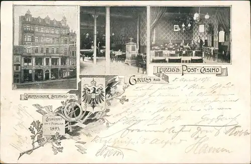 Ansichtskarte Leipzig Grimmaischer Steinweg Post-Casino 3 Bild 1898