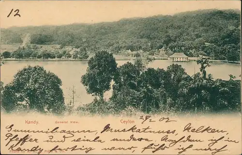 Postcard Kandy General View - Ceylon Sri Lanka 1902