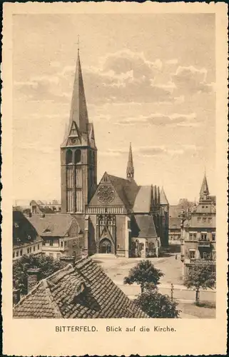 Ansichtskarte Bitterfeld Blick auf die Kirche. 1928