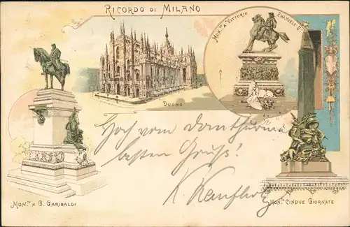 Cartoline Litho AK Mailand Milano Duomo, Denkmäler 1897