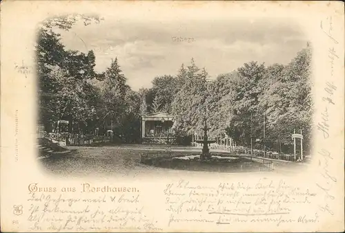 Ansichtskarte Nordhausen Gruss-Aus-Ortsansicht mit Gehege 1898