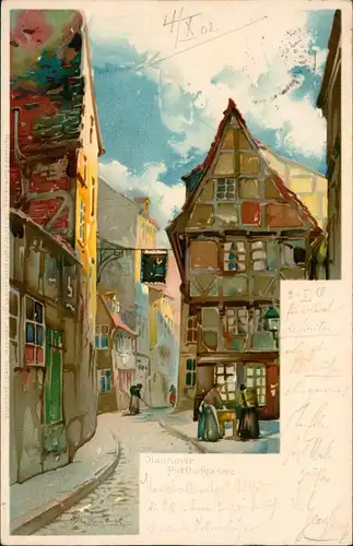 Hannover Potthof Potthofstraße Potthofgasse Künstlerkarte 1902