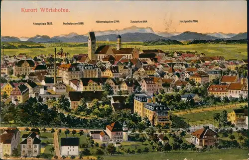 Ansichtskarte Bad Wörishofen Panorama-Ansicht, Stadtansicht 1918   Feldpost