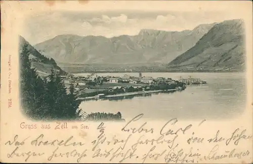 Ansichtskarte Zell am See Panorama-Ansicht 1898 GERA REUSS (Ankunftsstempel)