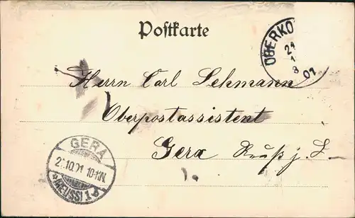 Oberkotzau 2-Bild-Karte Ortsansichten u.a. Restaurant Apotheke 1901