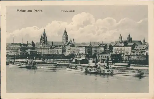 Ansichtskarte Mainz Totale Rheindampfer Werbung Kaffee Fürstenhof 1905