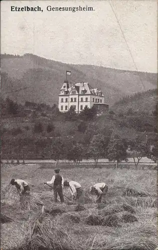 Etzelbach-Uhlstädt-Kirchhasel Genesungsheim, Bauern bei der Heuernte 1919