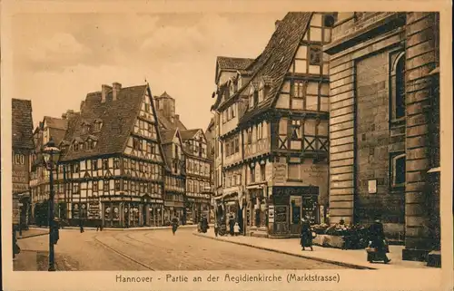 Ansichtskarte Hannover Marktstrasse, Cafe u. Geschäfte 1922