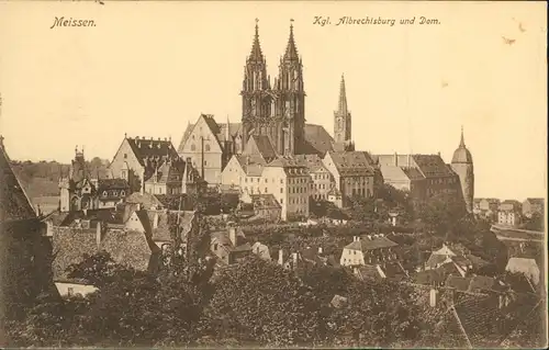 Ansichtskarte Meißen Schloss Albrechtsburg - Stadtseite 1917  gel. als Feldpost