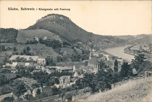 Ansichtskarte Königstein (Sächsische Schweiz) Blick auf die Stadt 1926