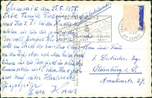 CPA Chamonix-Mont-Blanc Mont Blanc vu de l'Aiguille du Tacul 1958