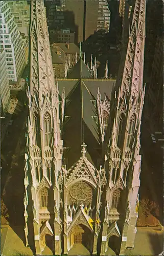 Postcard New York City St. Patricks Cathedral from Fifth Avenue 1970