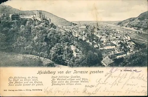 Ansichtskarte Heidelberg Schloß, Burg gel. Ankunftsstempel Bockenheim 1898