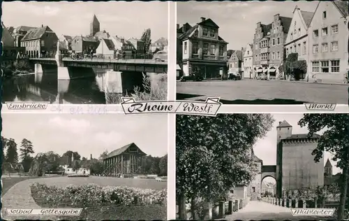 Ansichtskarte Rheine Westfalen Gottesgabe, Markt, Emsbrücke 1956
