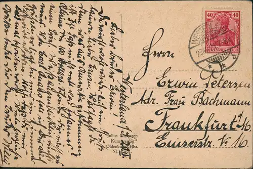 Ansichtskarte Westerland Sylt Abfahrt der Segelboote 1921   Stempel Westerland