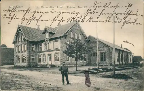 Postcard Gramby Gramby b Haderslev Gram Sogn L. Schmidt's Hotel. 1910