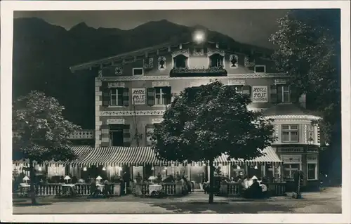 Ansichtskarte Garmisch-Partenkirchen Am Abend vor dem Posthotel 1929