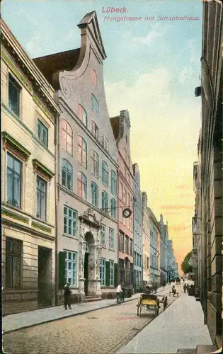 Ansichtskarte Lübeck Mengstrasse mit Schabbelhaus. 1912