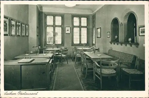 Ansichtskarte Wismar Siechen-Restaurant, Innenansicht 1928