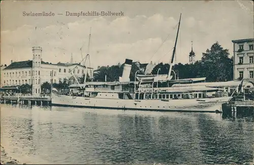 Postcard Swinemünde Świnoujście Dampfschiffs-Bollwerk, Restaurant 1918