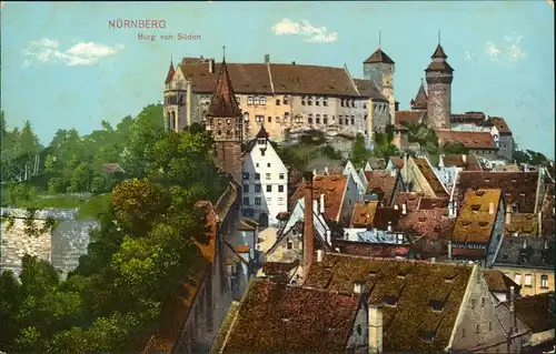 Ansichtskarte Nürnberg Nürnberger Burg von Süden 1913
