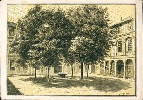 Ansichtskarte Wolfenbüttel Schloß - Hof, Künstlerkarte 1927