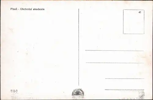 Postcard Pilsen Plzeň Obchodní akademie 1932