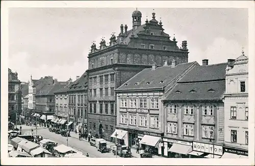 Postcard Pilsen Plzeň Straßenpartie - Geschäfte 1932