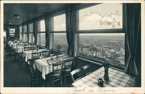 Durlach Karlsruhe Turmberg Restaurant Friedrichshöh 1937  gel. Bahnpoststempel